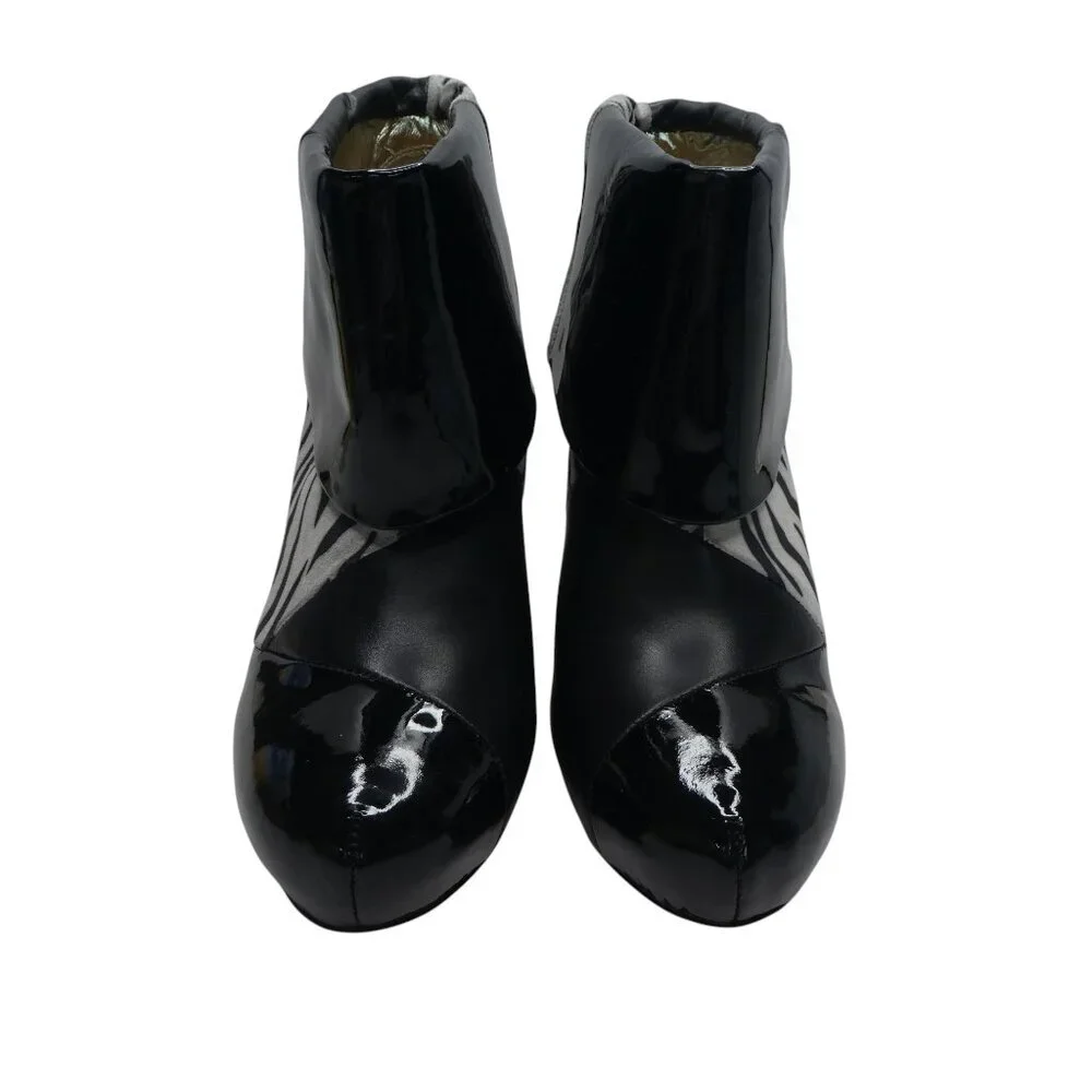 Matt Bernson Special Project Triad Zebra Patent Leather Foldover Heeled Boots